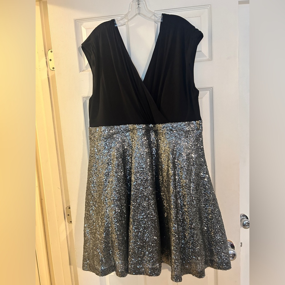 Torrid Black and Silver Sequin Mini Dress